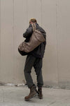 BORIS BIDJAN SABERI Leather and linen stitching travel bag INFANTERY BAG1 F1944+FMM20036